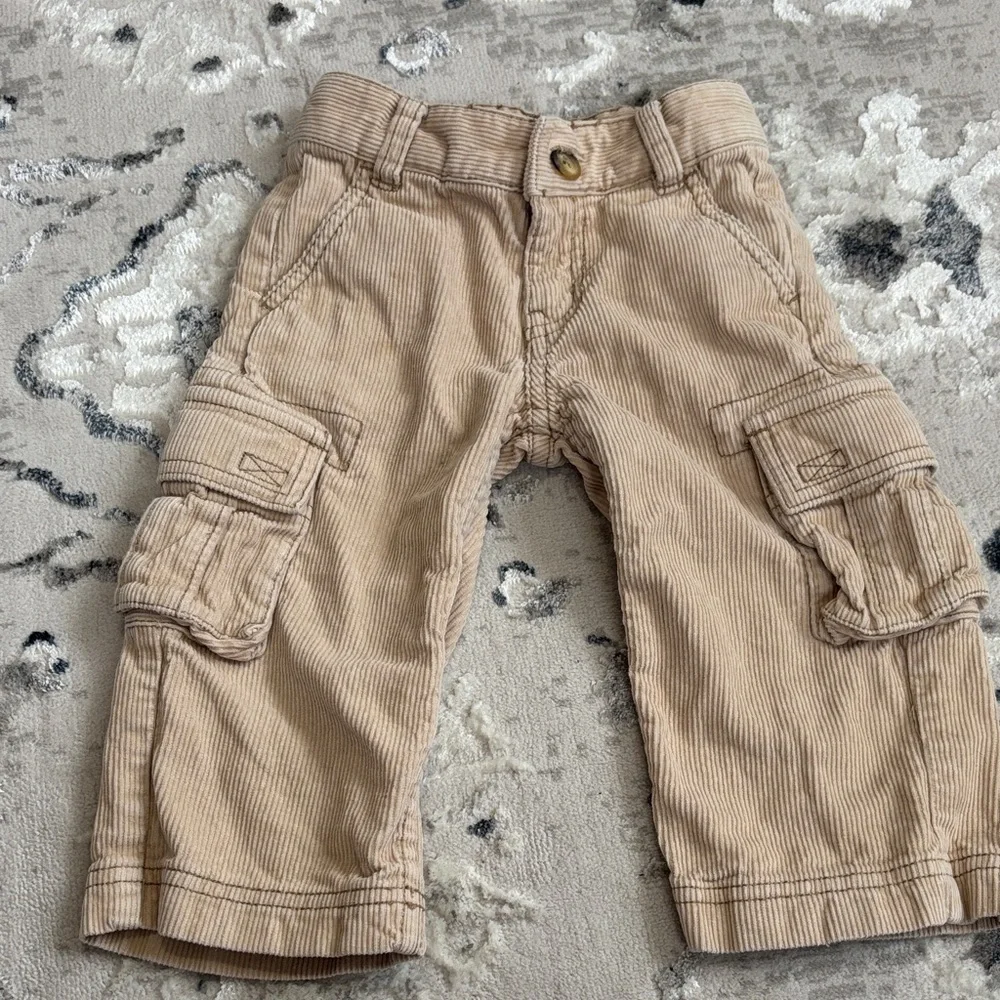 Hanna Andersson Corduroy Beige Khaki Cargo Kids Boys Pants sz 18-2 yrs